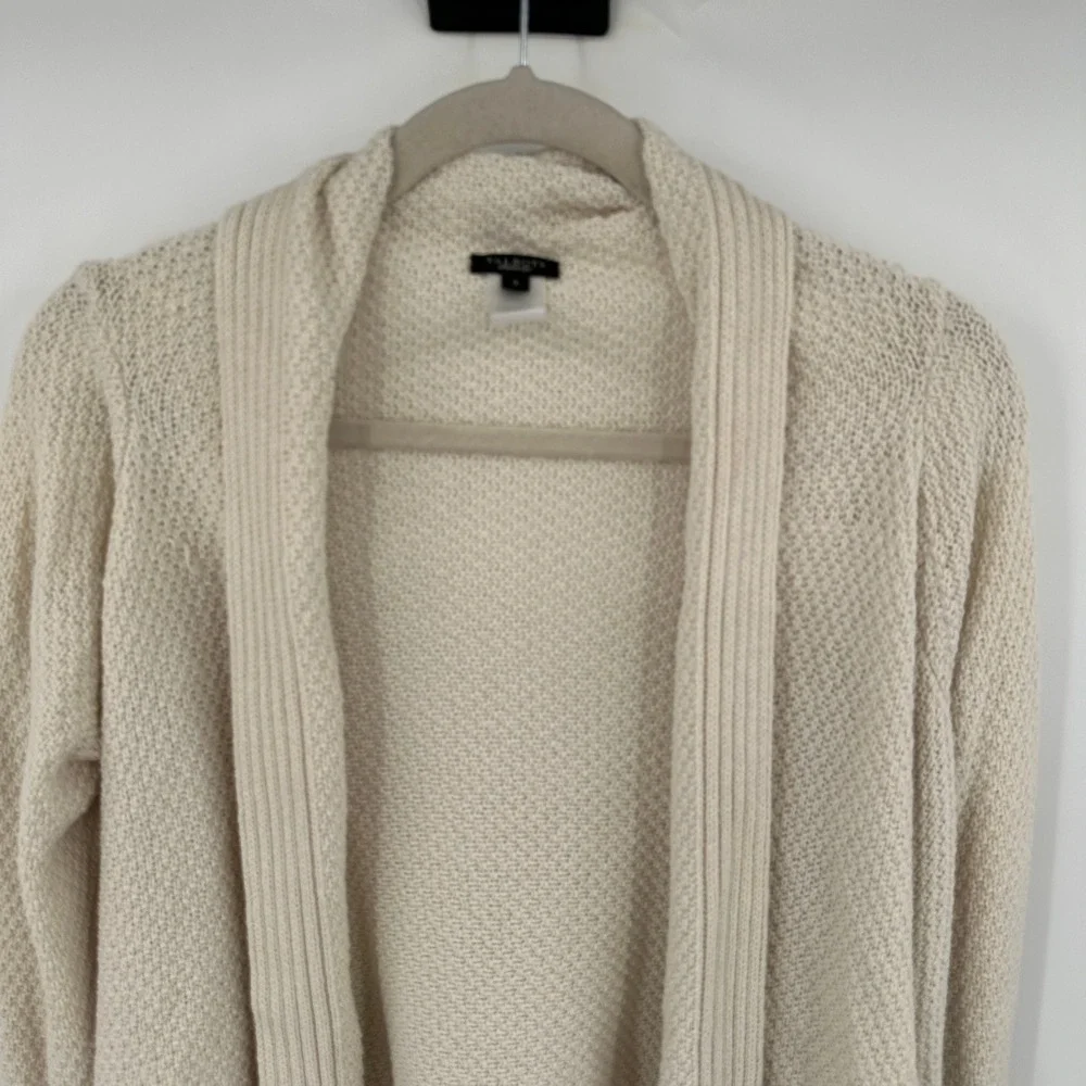 Talbots‎ Cream Textured Knit Open Front Waterfall Cardigan Sweater Size Small